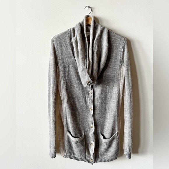 Inhabit Alpaca Linen Cardigan  Sweater Cowel Neck Oatmeal/Beige Small - Picture 2 of 15